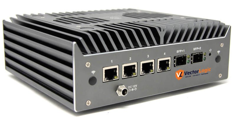VectorLogic branded side-facing business-class firewall hardware
