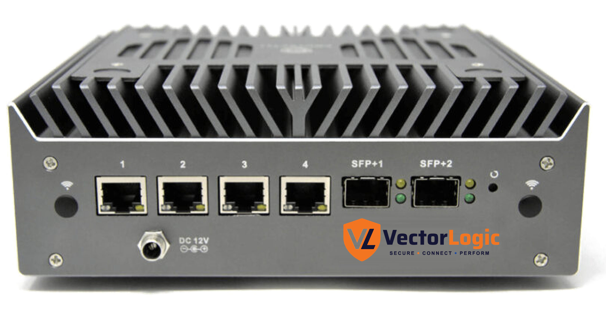 Front view of the six-port VectorLogic Network Care Unit appliance